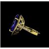 Image 3 : 12.12 ctw Tanzanite and Diamond Ring - 14KT Yellow Gold