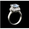 Image 4 : 2.60 ctw Aquamarine and Diamond Ring - Platinum