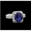 GIA Cert 6.48 ctw Sapphire and Diamond Ring - 14KT White Gold