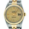 Image 1 : Rolex Mens 36mm Two Tone Yellow Gold Champagne Index DateJust Wristwatch