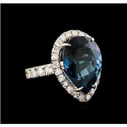 14KT White Gold 15.46 ctw Topaz and Diamond Ring