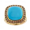 Image 1 : 8.15 ctw Turquoise and Diamond Ring - 14KT Yellow Gold