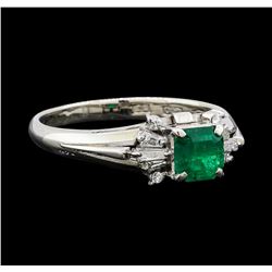 0.60 ctw Emerald and Diamond Ring - Platinum