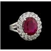 Image 1 : GIA Cert 5.91 ctw Ruby and Diamond Ring - 14KT White Gold