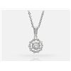 Image 1 : Diamond Flower Pendant With Chain - 14KT White Gold