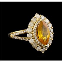 2.52 ctw Yellow Sapphire and Diamond Ring - 14KT White Gold