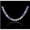 Image 1 : 14KT White Gold 27.84 ctw Tanzanite and Diamond Necklace