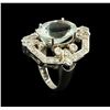 Image 4 : 7.07 ctw Aquamarine and Diamond Ring - 14KT White Gold
