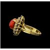 Image 3 : 14KT White Gold 3.70 ctw Coral, Sapphire and Diamond Ring