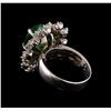 Image 3 : 14KT White Gold 3.08 ctw Emerald and Diamond Ring