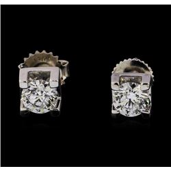 0.96 ctw Diamond Earrings - 14KT White Gold