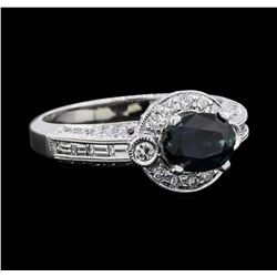 1.51 ctw Sapphire and Diamond Ring - 18KT White Gold