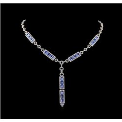 10.66 ctw Sapphire and Diamond Necklace - 18KT White Gold