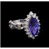 3.00 ctw Tanzanite and Diamond Ring - 14KT White Gold