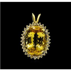 6.31 ctw Topaz and Diamond Pendant - 14KT Yellow Gold