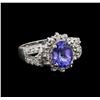 2.48 ctw Tanzanite and Diamond Ring - 14KT White Gold