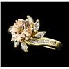 Image 1 : 1.24 ct. Morganite and Diamond Ring - 14KT Yellow Gold