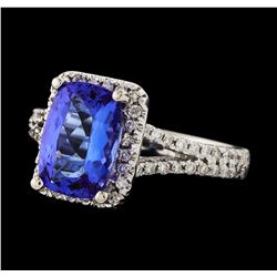 2.26 ctw Tanzanite and Diamond Ring - 14KT White Gold