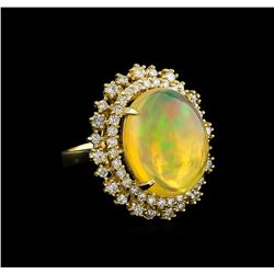 12.07 ctw Opal and Diamond Ring - 14KT Yellow Gold