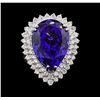 Image 2 : GIA Cert 27.51 ctw Tanzanite and Diamond Ring - 14KT White Gold