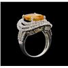 Image 4 : 10.69 ctw Yellow Sapphire and Diamond Ring - 14KT White Gold