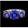 Image 2 : 4.26 ctw Tanzanite and Diamond Ring - Platinum