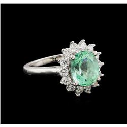 2.92 ctw Emerald and Diamond Ring - 14KT White Gold