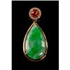 Image 1 : 18k Yellow Gold Green Jade Tear Pendant