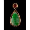 Image 2 : 18k Yellow Gold Green Jade Tear Pendant