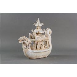 Chinese White Glaze Porcelain Dragon Boat