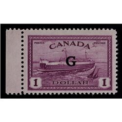 1950 Canada Train Ferry 1 Dollar Stamp Overprint G