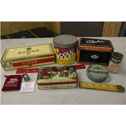 Lot of Assorted Tins (5)(Vogue Tobacco, Alpha Crayons, Blue Bird Toffee, Etc;)& Misc. (Rinas, Redlin