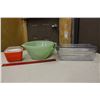 Image 1 : Fire King Oven Ware Bowl, Fire King Refrigerator Dish& Pyrex Refrigerator Dish