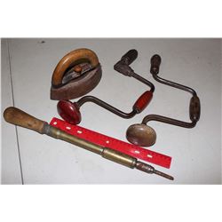 Antique Sad Iron& Drills