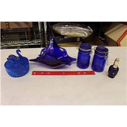 Cobalt Glassware (Jars, Art Glass, Limoges Atomizer)