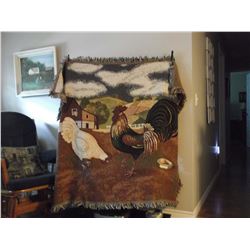 Farm Scene Throw/Wall Hanging, 58"x48", Ex Condition