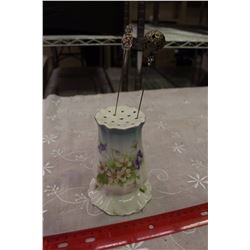 Vintage Hat Pin Holder & 2 Hat Pins