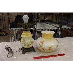 Hurricane China Lamp, Lighted Base, Works