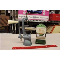 Tin Match Holder & Ideal Cast Grinder