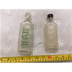 Pair Of Vintage Glass Pharmacy Bottles (Both From Saskatoon SK)