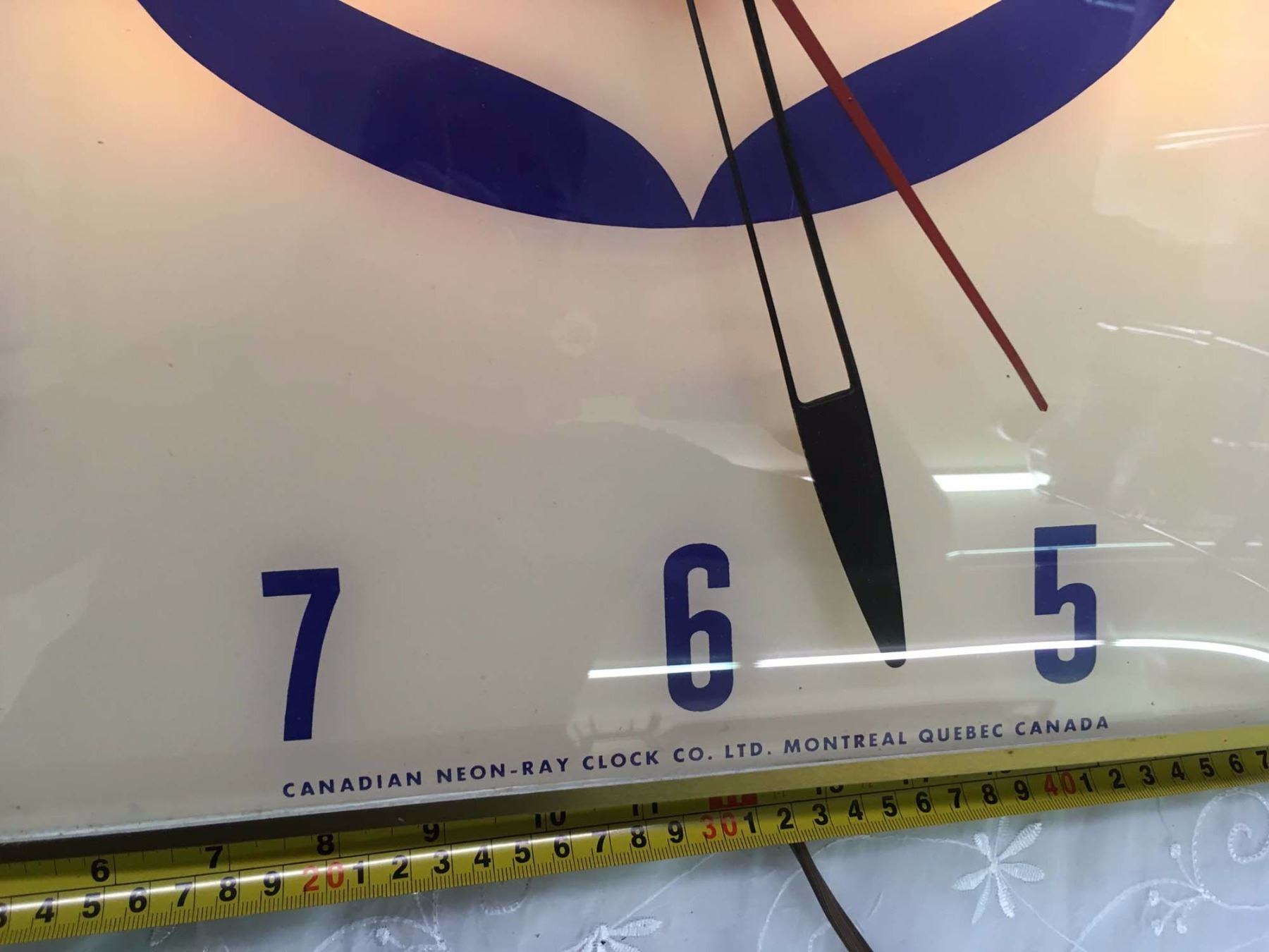 ShurGain Advertising Clock, Canadian NeonRay Clock Co, Rounded Glass