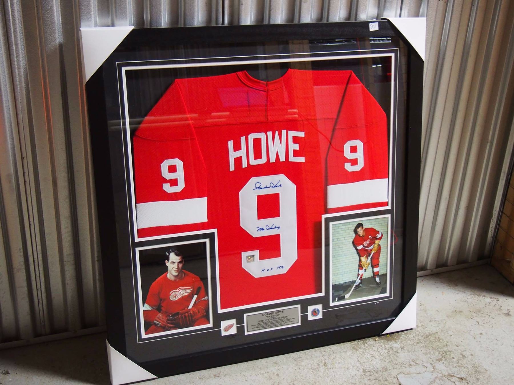 framed red wings jersey
