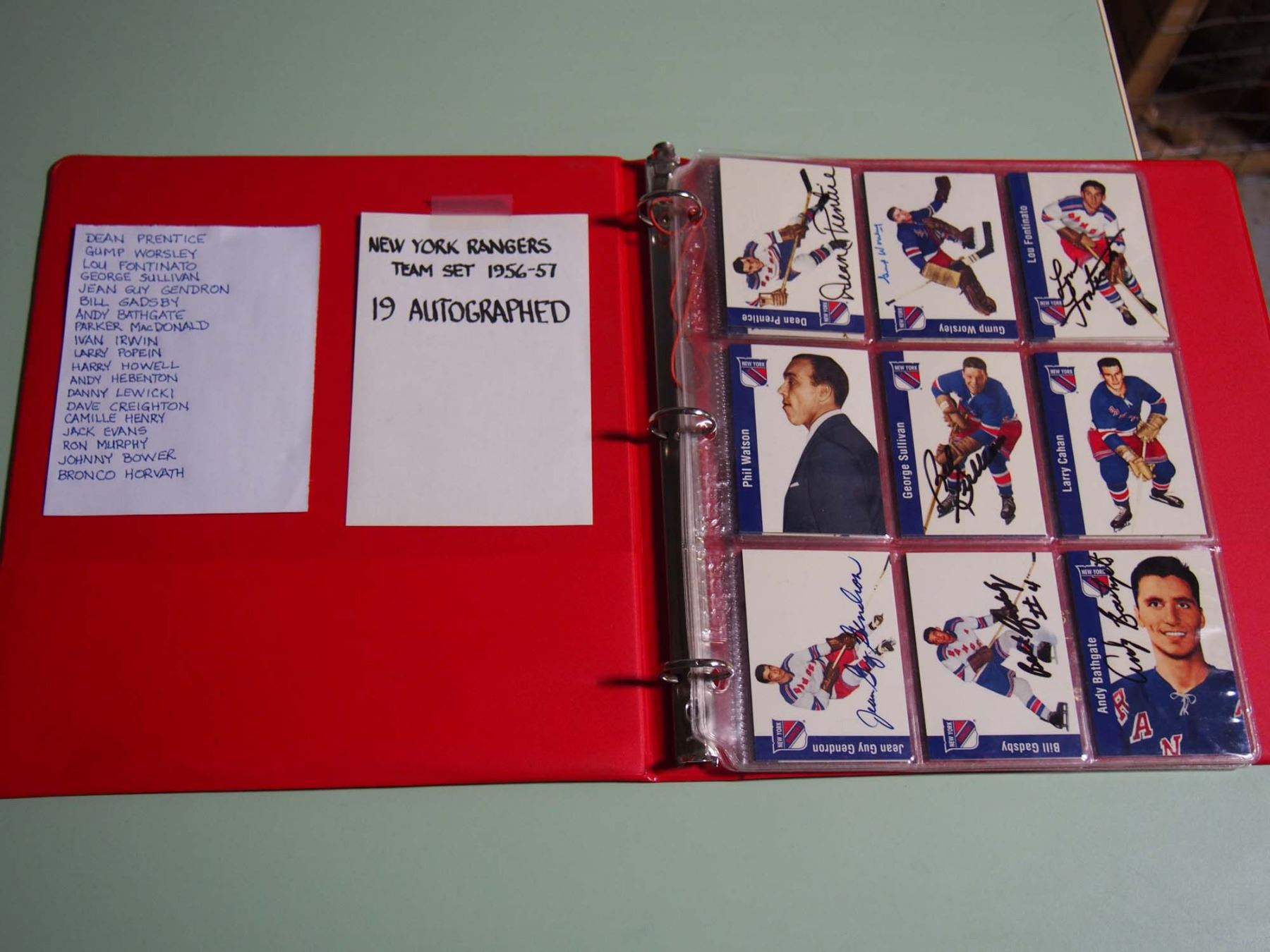 New York Rangers, 1956-57 Team Set Of Parkhurst Cards, 19 Autographed