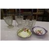 Image 1 : Flower Patterned Dishware: Glass Pitchers(2), Cups(4)& Bowls(2)