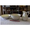 Image 1 : Pottery Pitcher& Basin w/Additional Bowl