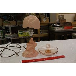 Vintage Pink Glassware: Leviton Lamp& Ashtray