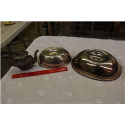 1938 Hotel Vancouver Heirloom Silver Plates (2)& CNR Silver Tea Pot