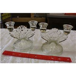 Vintage Glass Candle Holders (2)