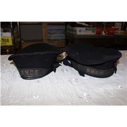 Two Black H.M.C.S Navy Caps