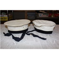 Two White Navy Caps